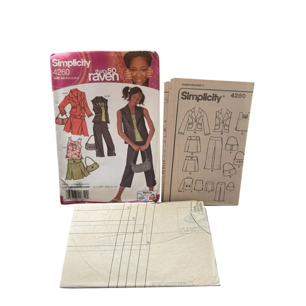 Simplicity 4260 That’s So Raven Top Skirt Pants Jacket Purse Sewing Pattern 8-16
